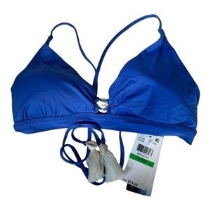 Isabella Rose Blue Maui Highlands Bralette Shell Tab Bikini Top Size L NWT